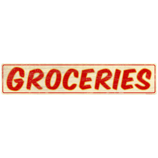 Groceries Store Wall Decal Red Wood-Look