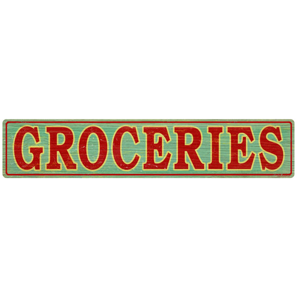 Groceries Store Wall Decal Green Wood-Look