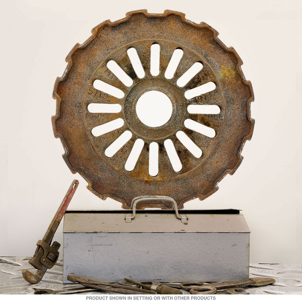 Flat Wide Tooth Gear Wall Decal Rusted