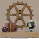 Six Arm Fine Tooth Gear Wall Decal Rusted