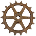 Six Arm Fine Tooth Gear Wall Decal Rusted
