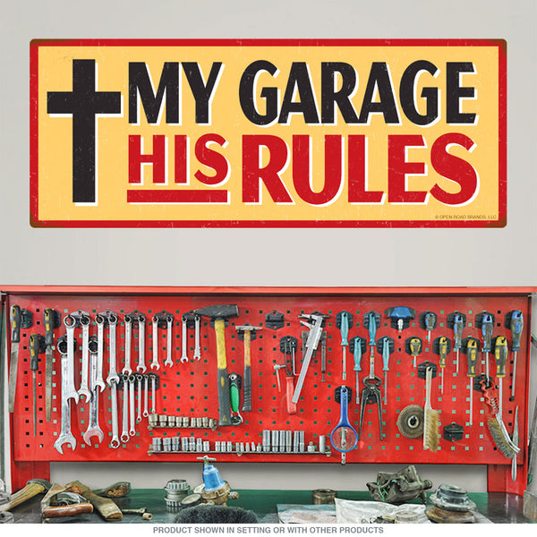 My Garage His Rules Christian Wall Decal