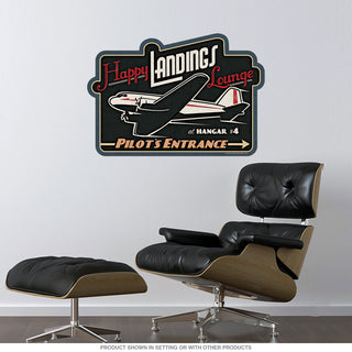 Happy Landings Lounge Airplane Wall Decal