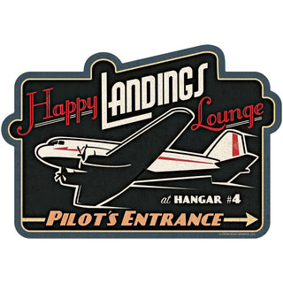 Happy Landings Lounge Airplane Wall Decal