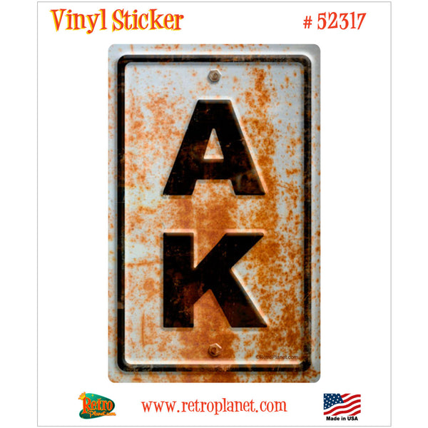 Alaska AK State Abbreviation Rusted Vinyl Sticker