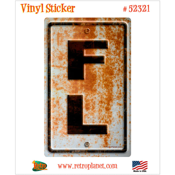 Florida FL State Abbreviation Rusted Vinyl Sticker