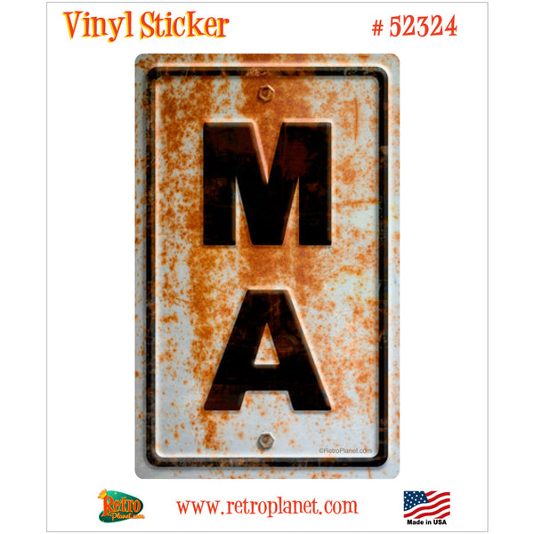 Massachusetts MA State Abbreviation Rusted Vinyl Sticker