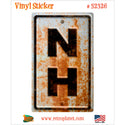 New Hampshire NH State Abbreviation Rusted Vinyl Sticker