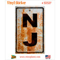New Jersey NJ State Abbreviation Rusted Vinyl Sticker