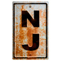 New Jersey NJ State Abbreviation Rusted Vinyl Sticker