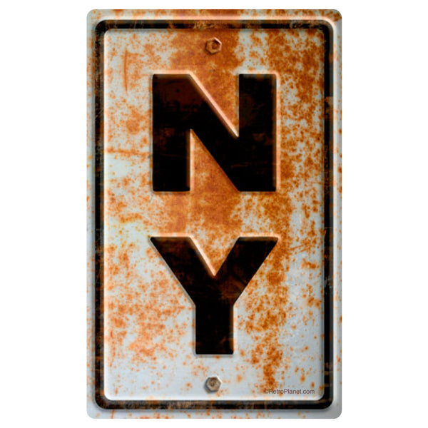 New York NY State Abbreviation Rusted Vinyl Sticker