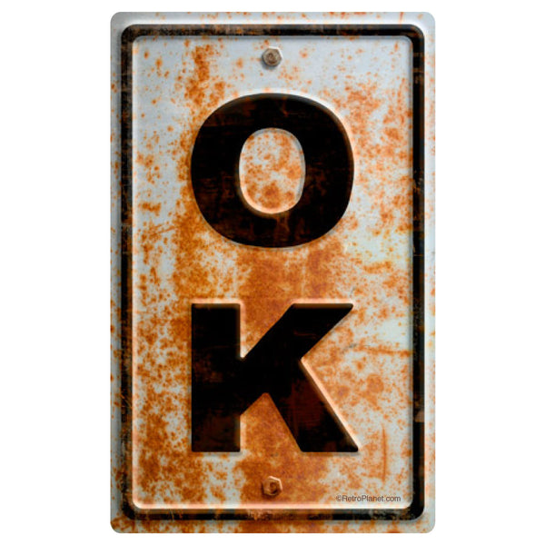 Oklahoma OK State Abbreviation Rusted Vinyl Sticker