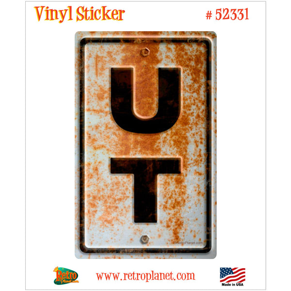 Utah UT State Abbreviation Rusted Vinyl Sticker