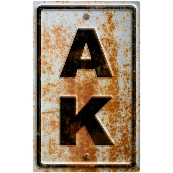 Alaska AK State Abbreviation Rusted Wall Decal