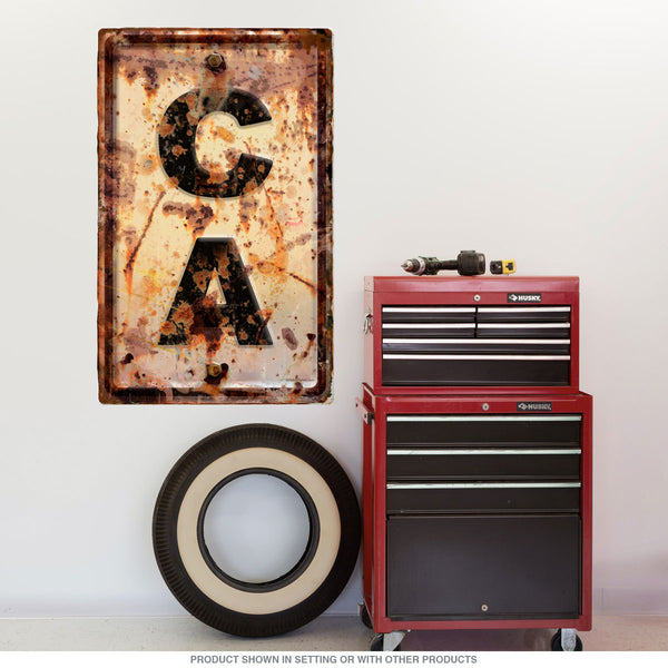 California CA State Abbreviation Weathered Wall Decal