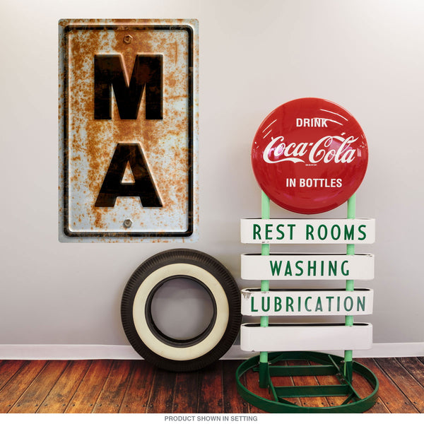 Massachusetts MA State Abbreviation Rusted Wall Decal