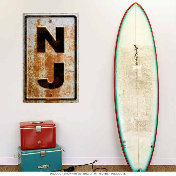 New Jersey NJ State Abbreviation Rusted Wall Decal