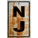 New Jersey NJ State Abbreviation Rusted Wall Decal