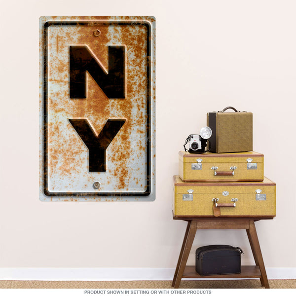 New York NY State Abbreviation Rusted Wall Decal