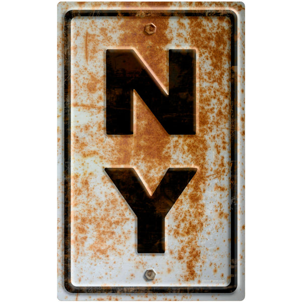 New York NY State Abbreviation Rusted Wall Decal