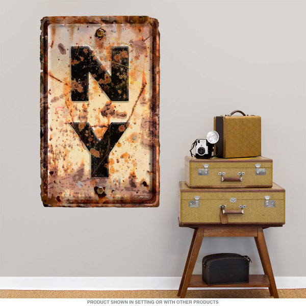 New York NY State Abbreviation Weathered Wall Decal