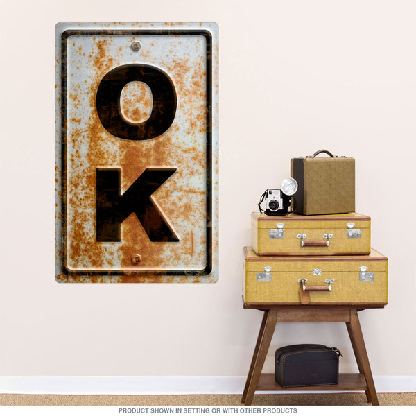 Oklahoma OK State Abbreviation Rusted Wall Decal