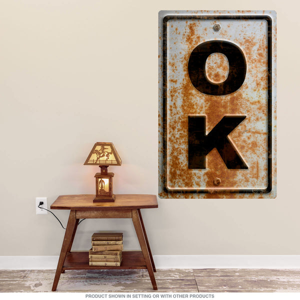 Oklahoma OK State Abbreviation Rusted Wall Decal