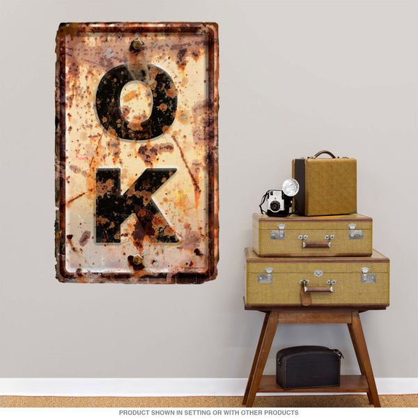Oklahoma OK State Abbreviation Weathered Wall Decal