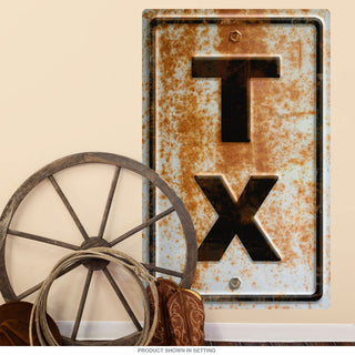 Texas TX State Abbreviation Rusted Wall Decal