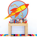 Space Ship 50s Style Rocket Wall Decal