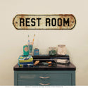 Rest Room Distressed Embossed Look Wall Decal