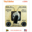 Audio Signal Switch Machine Vinyl Sticker