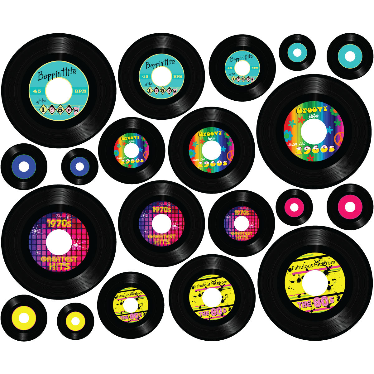 Music Records Wall Decal Set Of 20 | Retro Planet