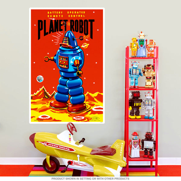 Planet Robot Tin Toy Wall Decal