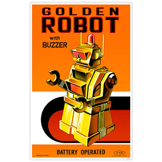 Golden Robot Toy Vinyl Sticker