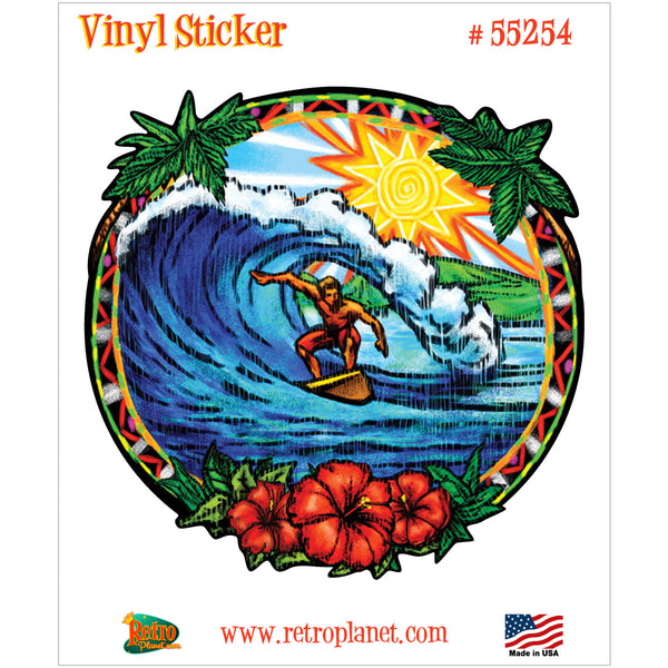 Hawaiian Surfing Tropical Cutout Vinyl Sticker