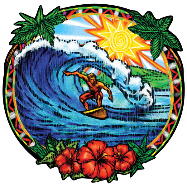 Hawaiian Surfing Tropical Cutout Vinyl Sticker