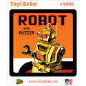 Gold Robot with Buzzer Square Vinyl Sticker