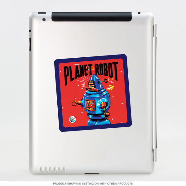 Planet Robot Red Square Vinyl Sticker