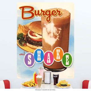 Burger And Shake Diner Food Wall Decal 12 x 16