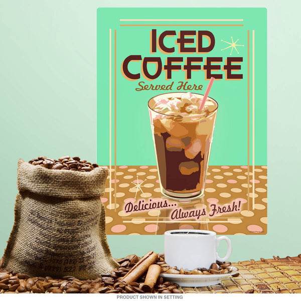 Iced Coffee Served Here Wall Decal 12 x 16