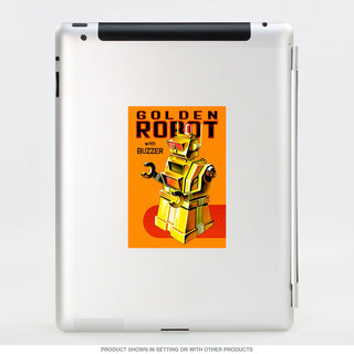 Golden Robot with Buzzer Portrait Vinyl Sticker