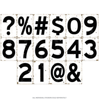 Numbers and Typography Vinyl Stickers Black