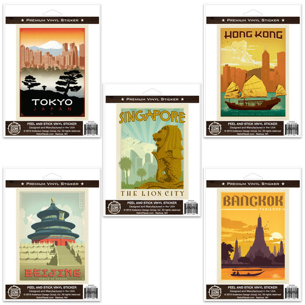 Asian Cities World Travel Vinyl Sticker Set