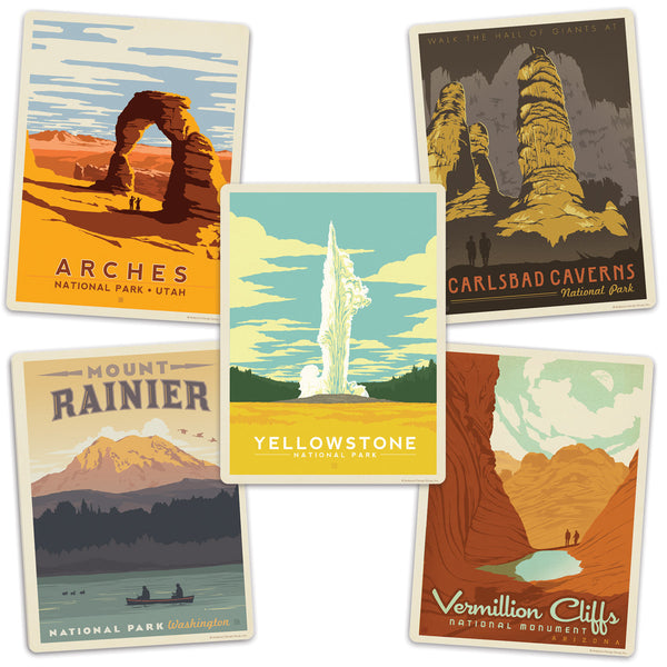 National Parks Arches Yellowstone Vinyl Sticker Set