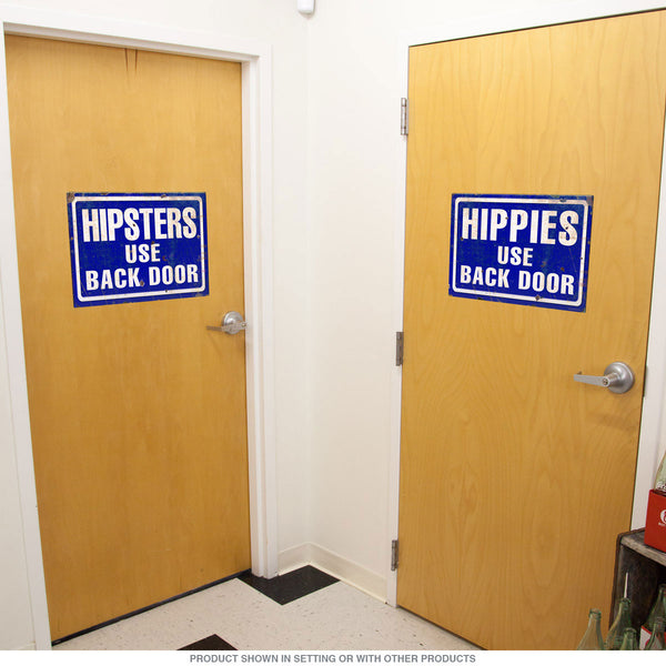 Hippies Use Back Door 60s Style Wall Decal