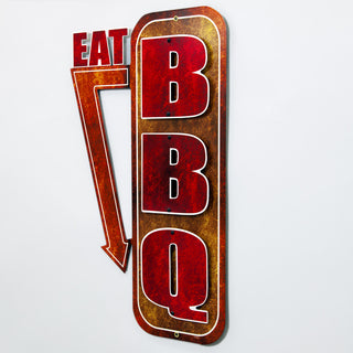 Eat BBQ Barbecue Cut Out Metal Sign