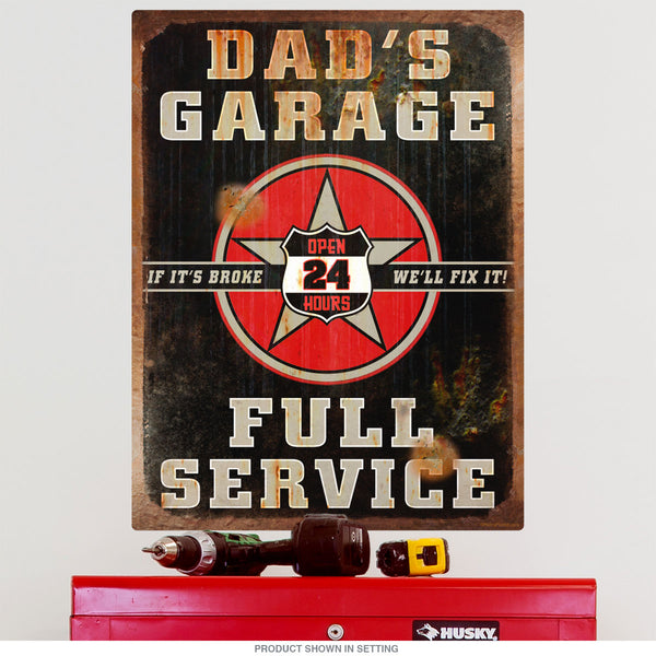 Dads Garage Rusted Rectangular Wall Decal