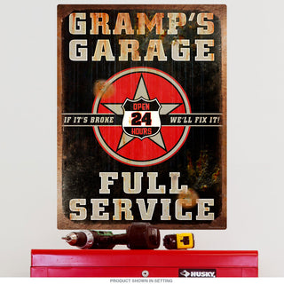 Gramps Garage Rusted Rectangular Wall Decal