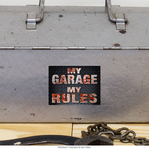My Garage My Rules Diamond Plate Sticker